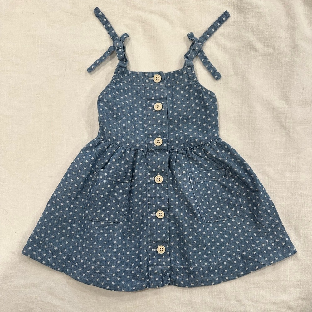 Crewcuts Chambray Dress with mini stars, size 2